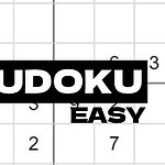Cuadrícula numérica con casillas parcialmente llenas y la palabra Sudoku Easy en el centro