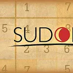 La imagen muestra un fondo de números parcialmente visibles con la palabra Sudoku en letras grandes, destacando una O con un diseño rojo en el centro