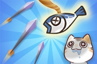 Juego amigable para niños que combina acertijos de tiro con arco con un gato