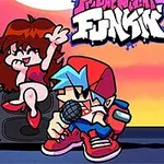 Caricaturas de dos personajes animados, uno con micrófono y cabello azul, y otro con cabello castaño, sentados sobre bocinas frente a un fondo colorido