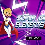 Dos superheroínas animadas en trajes coloridos con un fondo púrpura vibrante y un rayo blanco zigzagueante, junto con un botón de Play