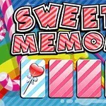 Título SWEETY MEMORY con fondos de caramelos y cartas con paletas de corazón