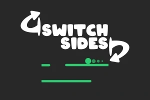 Texto en estilo gráfico con la frase Switch Sides sobre un fondo negro con líneas y círculos verdes