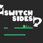 Texto en estilo gráfico con la frase Switch Sides sobre un fondo negro con líneas y círculos verdes