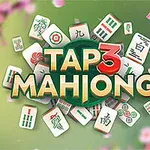 Título con piezas de Mahjong sobre un fondo verde con flores rosadas