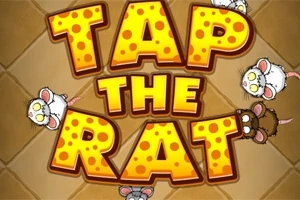 Título Tap the Rat con letras grandes y fondo de queso, rodeado de ilustraciones de ratones