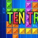 Colores brillantes que forman bloques geométricos con la palabra TEN TRIX en el centro