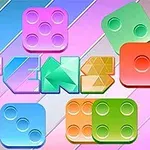Cubos de colores brillantes con patrones geométricos y la palabra TENS en el centro sobre un fondo con líneas diagonales