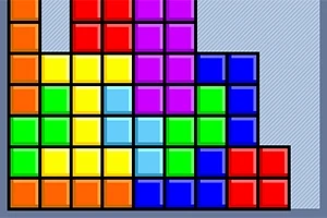 Bloques de colores brillantes apilados en diferentes formas y posiciones sobre un fondo azul claro