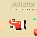 Avión rojo con una estrella amarilla volando junto a figuras geométricas en un fondo beige
