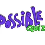 Texto colorido que dice The Impossible Quiz en diferentes tamaños, con letras rojas, moradas, azules y verdes sobre un fondo blanco