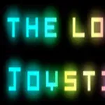 Texto multicolorido y brillante que dice The Lost Joystick sobre un fondo negro