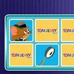 The Tom and Jerry Show: Memory Mischief Diseño de tablero con cuadros donde aparece un ratón con sombrero detective y una lupa, sobre un fondo azul y amarillo
