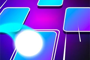 Luz brillante rebotando sobre plataformas azules en un fondo púrpura