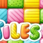 Bloques de colores brillantes con la palabra Tiles en estilo caricaturesco en el centro