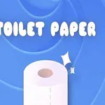 Rollo de papel higiénico brillante sobre un fondo azul con la inscripción TOILET PAPER
