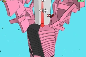 Estructura vertical de bloques rosados ​​y negros con números y un fondo azul claro