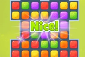 Cuadrícula de bloques de colores brillantes con la palabra Nice!
