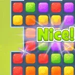 Cuadrícula de bloques de colores brillantes con la palabra Nice!