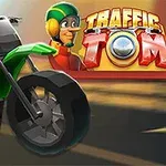 Moto verde estilizada con fondo movido y un personaje con casco verde en la esquina, junto a un logotipo colorido