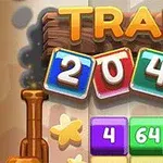 Gráficos coloridos de números 2048 con un diseño de tren y bloques numerados