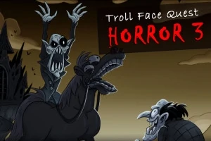 Personajes de estilo caricaturesco espeluznante en una escena oscura con un fondo tenebroso y un castillo