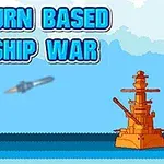 Dos barcos de guerra, uno gris y otro naranja, frente a frente en el mar con un proyectil entre ellos y texto en la parte superior