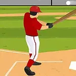 Jugador de béisbol vestido de rojo preparado para batear en un campo de juego mientras un lanzador lanza la pelota