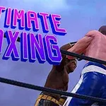 Dos boxeadores en un ring durante un combate con el texto Ultimate Boxing en la esquina superior izquierda