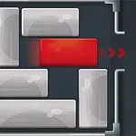 Bloques rectangulares grises y uno rojo en el centro con flechas indicando movimiento hacia la derecha