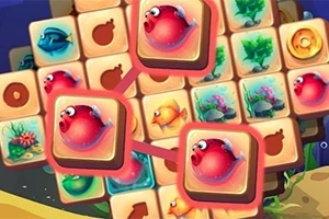 Iconos de peces coloridos en una cuadrícula con temática marina