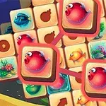 Iconos de peces coloridos en una cuadrícula con temática marina