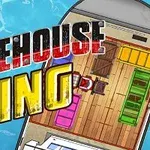 Título Warehouse King sobre un escenario de barco con contenedores de colores en el mar