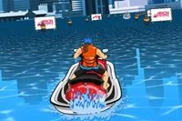 Pilota una lancha rápida por el mar en busca de la meta