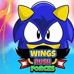 Cabeza de un personaje azul con cuernos amarillos y ojos grandes, sobre un fondo colorido con texto en la parte inferior