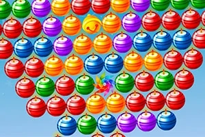 Burbujas de colores brillantes agrupadas sobre un fondo azul