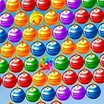Burbujas de colores brillantes agrupadas sobre un fondo azul