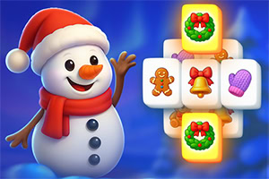 Muñeco de nieve sonriente con gorro y bufanda, junto a fichas de temática navideña con imágenes de galletas, campanas y guantes