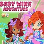 Dos personajes animados con alas de mariposa y un animalito con sombrero sobre un fondo colorido