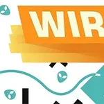 Texto WIRE en letras grandes sobre un fondo con figuras geométricas y colores variados