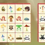 Cuadrículas de tarjetas con ilustraciones de animales, plantas y hongos de estilo caricaturesco