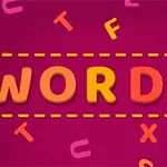 Letras coloridas en un fondo rosa con líneas punteadas amarillas
