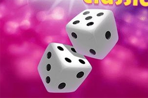Dos dados blancos con puntos negros sobre un fondo rosa brillante