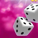 Dos dados blancos con puntos negros sobre un fondo rosa brillante