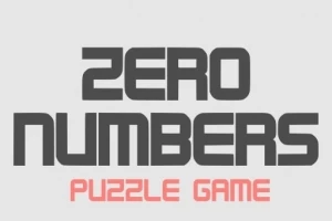 Texto en negrita color gris que dice Zero Numbers con subtítulo en rojo que dice Puzzle Game sobre fondo claro