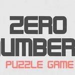 Texto en negrita color gris que dice Zero Numbers con subtítulo en rojo que dice Puzzle Game sobre fondo claro