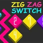 Fondo oscuro con números en bloques de colores brillantes y texto Zig Zag Switch