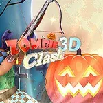 Personaje de videojuego disfrazado con ropa a cuadros y gorro, sujetando una ballesta frente a una calabaza iluminada con expresión sonriente
